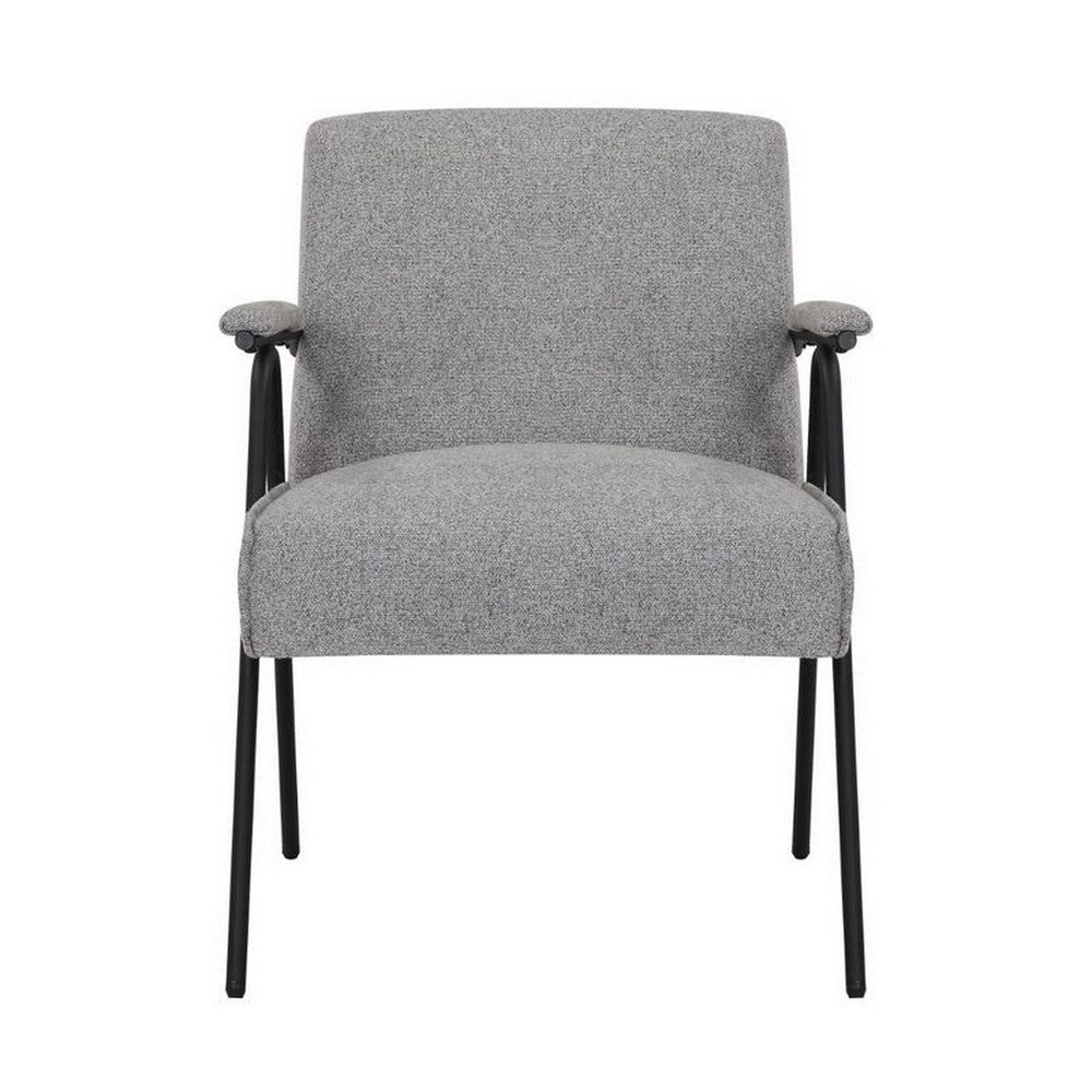 Kia 25 Inch Modern Armchair Plush Gray Woven Fabric Upholstery Black By Casagear Home BM316079