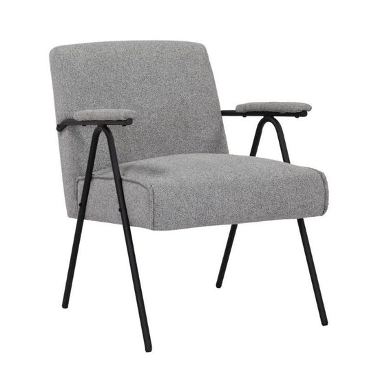 Kia 25 Inch Modern Armchair, Plush Gray Woven Fabric Upholstery, Black By Casagear Home