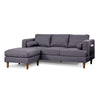 Ifo 84 Inch Plush Sofa with Reversible Chaise Ottoman USB Dark Gray By Casagear Home