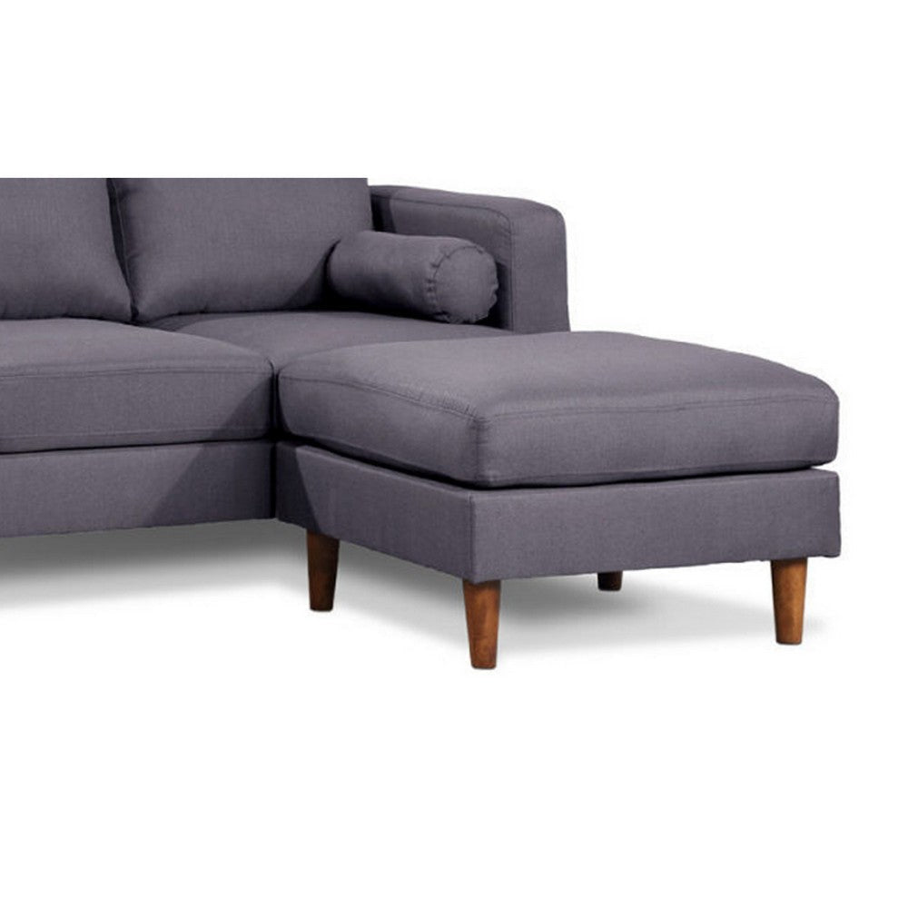 Ifo 84 Inch Plush Sofa with Reversible Chaise Ottoman USB Dark Gray By Casagear Home