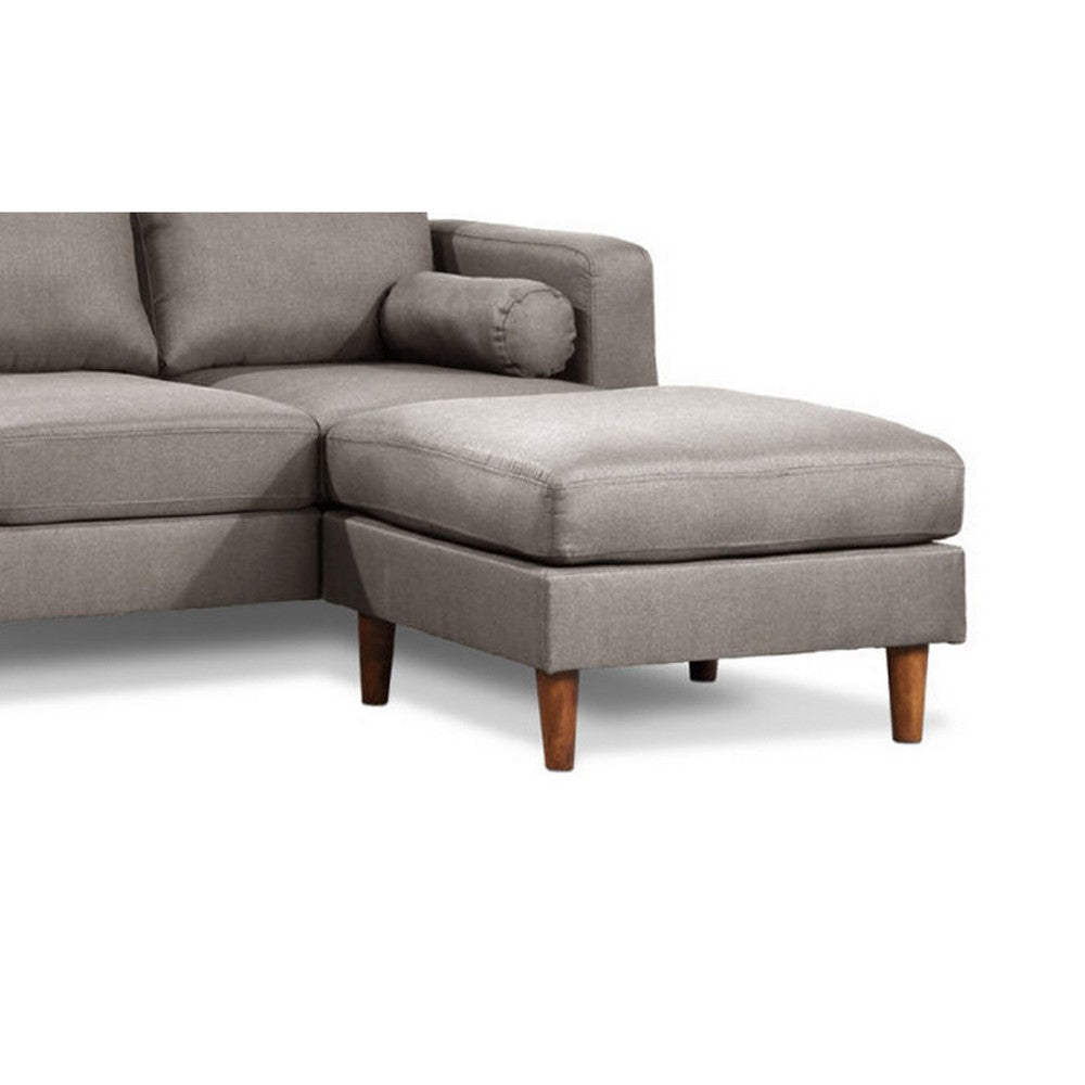 Ifo 84 Inch Plush Sofa with Reversible Chaise Ottoman USB Stone Gray By Casagear Home