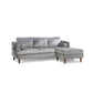 Ifo 84 Inch Sofa with Reversible Chaise Ottoman USB Light Gray Velvet By Casagear Home BM316083