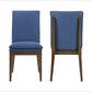 Nick 25 Inch Dining Chair Set of 2 Cushioned Walnut Brown Legs Blue By Casagear Home BM316088