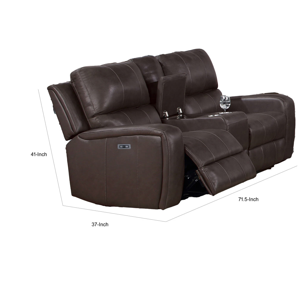 Elle 72 Inch Loveseat Manual Recliner Center Console Brown Faux Leather By Casagear Home BM316091