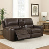 Elle 72 Inch Loveseat, Manual Recliner, Center Console, Brown Faux Leather By Casagear Home