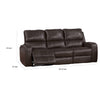Elle 82 Inch Sofa Power Recliner Cushioned Seating Brown Real Leather By Casagear Home BM316094