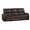 Elle 82 Inch Sofa Power Recliner Cushioned Seating Brown Real Leather By Casagear Home BM316094