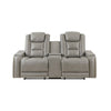 Luxe 73 Inch Console Loveseat Dual Manual Recliner Gray Real Leather By Casagear Home BM316095