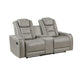 Luxe 73 Inch Console Loveseat Dual Manual Recliner Gray Real Leather By Casagear Home BM316095