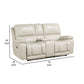 Noir 74 Inch Console Loveseat Power Recliner Cupholders Cream Real Leather By Casagear Home BM316100