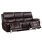 Noir 85 Inch Sofa Power Recliner Cushioned Seat Brown Real Leather By Casagear Home BM316101