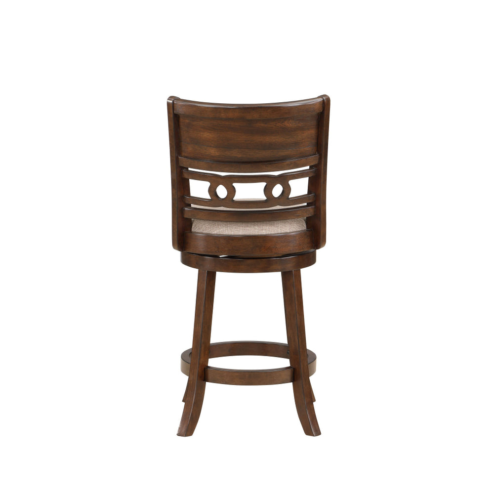 Gary 24 Inch Swivel Counter Stool Cushioned Seat Open Back Cherry Brown By Casagear Home BM316105