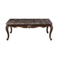 Cona 54 Inch Cocktail Coffee Table, Carved Gold Accent, Cherry Brown, Gray By Casagear Home