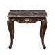 Cona 28 Inch Side End Table Carved Gold Accents Cherry Brown Gray White By Casagear Home BM316107
