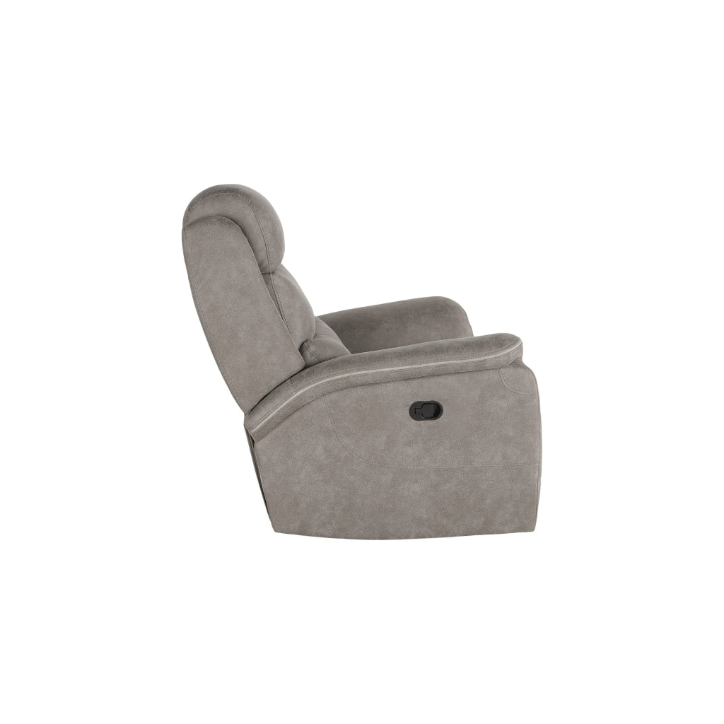 Folu 41 Inch Glider Chair Manual Recliner Cushioned Gray Faux Leather By Casagear Home BM316109