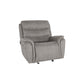 Folu 41 Inch Glider Chair Power Recliner Cushioned Gray Faux Leather By Casagear Home BM316110