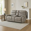Folu 80 Inch Console Loveseat, Dual Manual Recliner, Gray Faux Leather By Casagear Home
