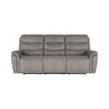 Folu 91 Inch Sofa Dual Manual Recliner Cushioned Seat Gray Faux Leather By Casagear Home BM316112