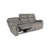 Folu 91 Inch Sofa Dual Manual Recliner Cushioned Seat Gray Faux Leather By Casagear Home BM316112