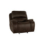 Talo 42 Inch Glider Chair, Manual Recliner, Cushioned, Brown Faux Leather By Casagear Home