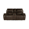 Talo 79 Inch Console Loveseat Dual Manual Recliner Cupholders Brown By Casagear Home BM316115