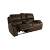 Talo 79 Inch Console Loveseat Dual Manual Recliner Cupholders Brown By Casagear Home BM316115