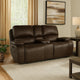 Talo 79 Inch Console Loveseat, Dual Manual Recliner, Cupholders, Brown By Casagear Home