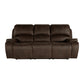 Talo 88 Inch Sofa, Dual Manual Recliner, Cushioned Seat, Brown Faux Leather By Casagear Home