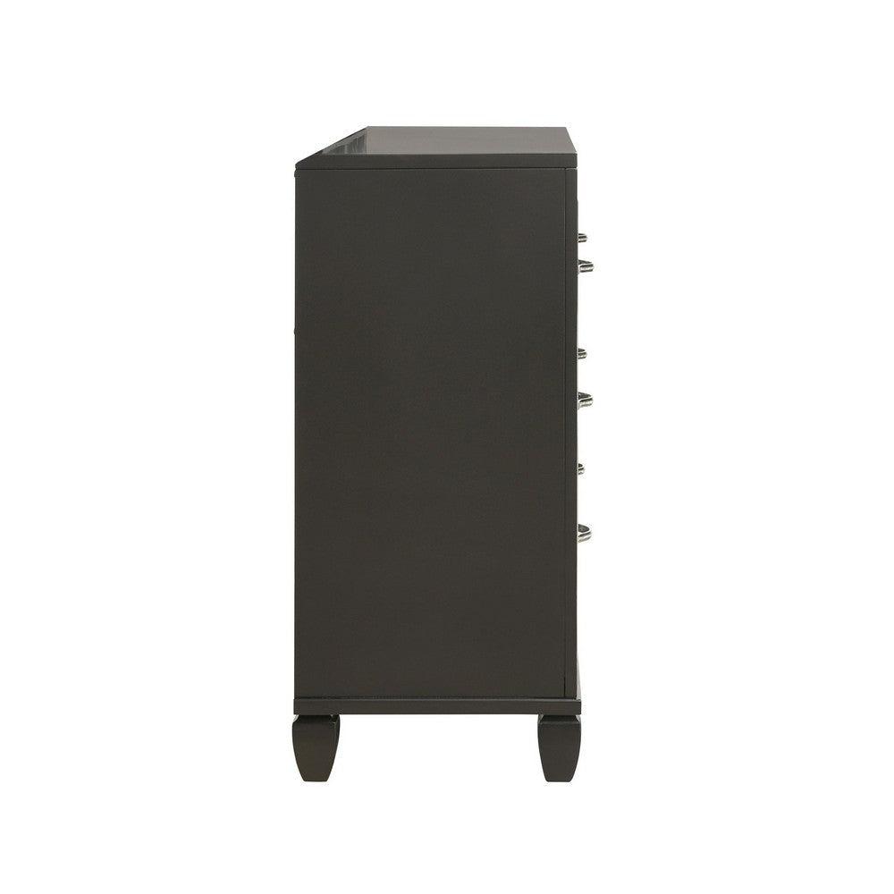 Benjara Bm316125 65 in. Ren 6 Glitter Front Storage Drawers Black & Silver Chrome Wide Dresser Benjara Bm316125 65 in. Ren 6 Glitter Front Storage Drawers Black & Silver Chrome Wide Dresser