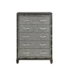 Ren 58 Inch Tall Dresser Chest 5 Glitter Front Drawers Black Silver By Casagear Home BM316126