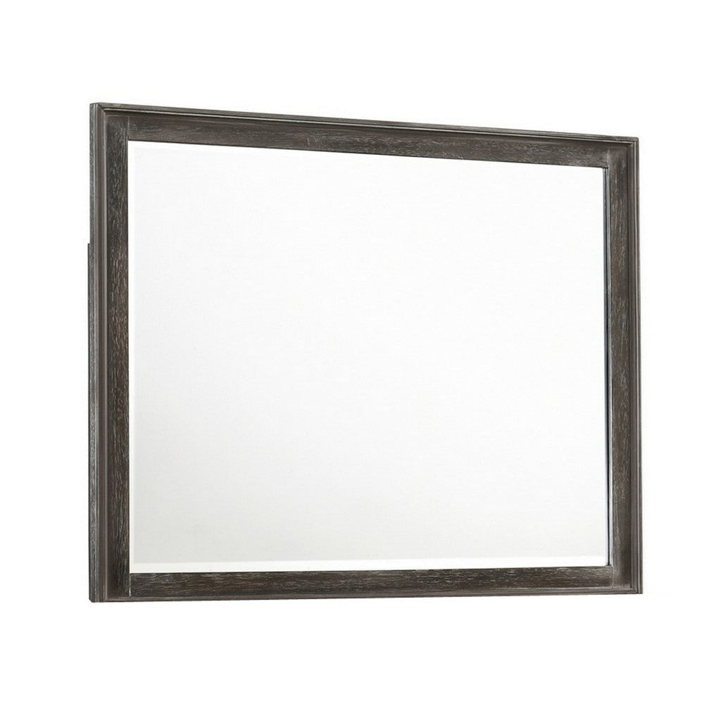 Zavi 32 x 40 Dresser Mirror Rectangular Glass Nutmeg Brown Finish By Casagear Home BM316128