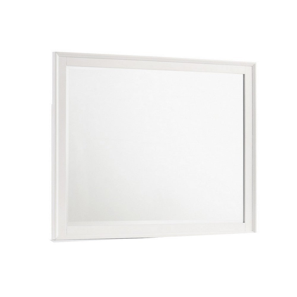 Zavi 32 x 40 Dresser Mirror Rectangular Shape Tempered Glass White By Casagear Home BM316129