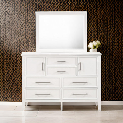 Zavi 32 x 40 Dresser Mirror, Rectangular Shape, Tempered Glass, White By Casagear Home