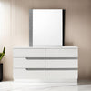 Ara 33 x 39 Dresser Mirror, Crystal Accents, White Glossy Laminate Finish By Casagear Home