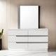 Ara 33 x 39 Dresser Mirror, Crystal Accents, White Glossy Laminate Finish By Casagear Home