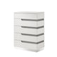 Ara 49 Inch Tall Dresser Chest, 5 Drawers, Crystal Accents, Glossy White By Casagear Home