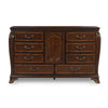 Cali 68 Inch Dresser 8 Drawers Cabinet Drop Handles Gold Cherry Brown By Casagear Home BM316135