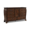 Cali 68 Inch Dresser, 8 Drawers, Cabinet, Drop Handles, Gold, Cherry Brown By Casagear Home