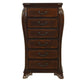 Cali 48 Inch Jewelry Chest, 6 Drawers, Drop Handles, Carved, Cherry Brown By Casagear Home