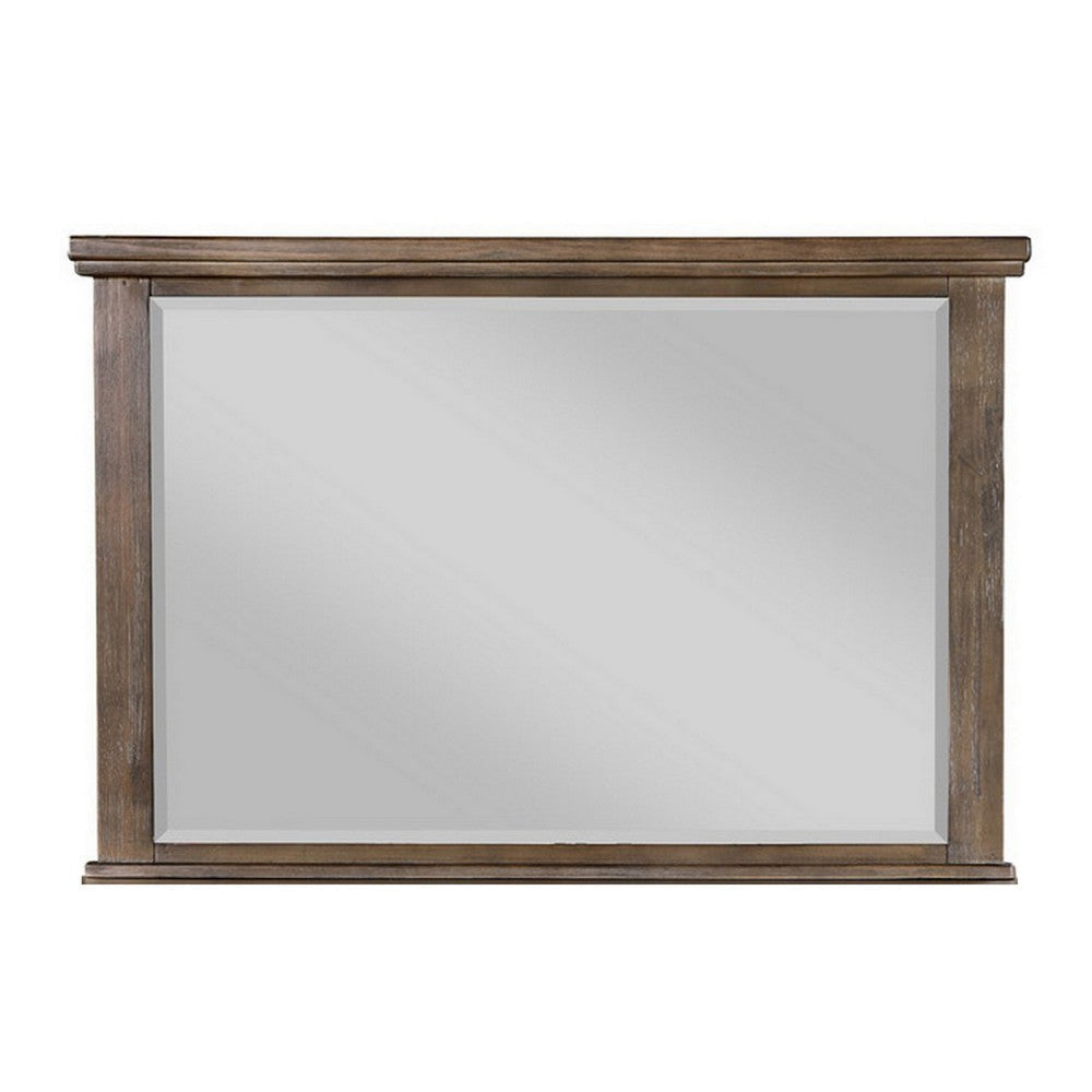 Lan 40 x 47 Dresser Mirror Tempered Glass Rectangular Rustic Taupe By Casagear Home BM316148