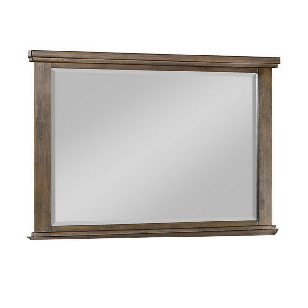 Lan 40 x 47 Dresser Mirror, Tempered Glass, Rectangular, Rustic Taupe By Casagear Home