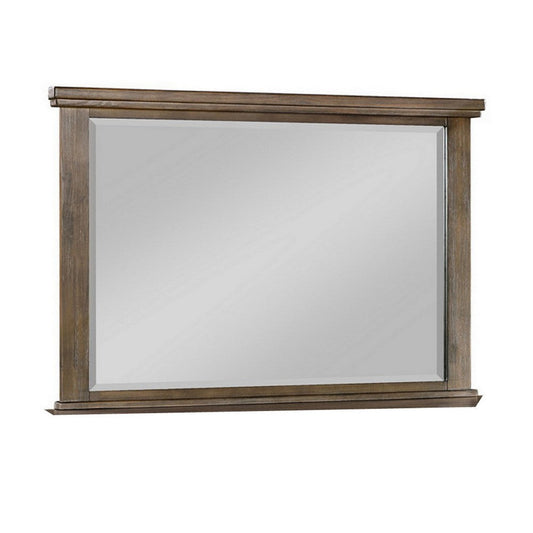 Lan 40 x 47 Dresser Mirror, Tempered Glass, Rectangular, Rustic Taupe By Casagear Home