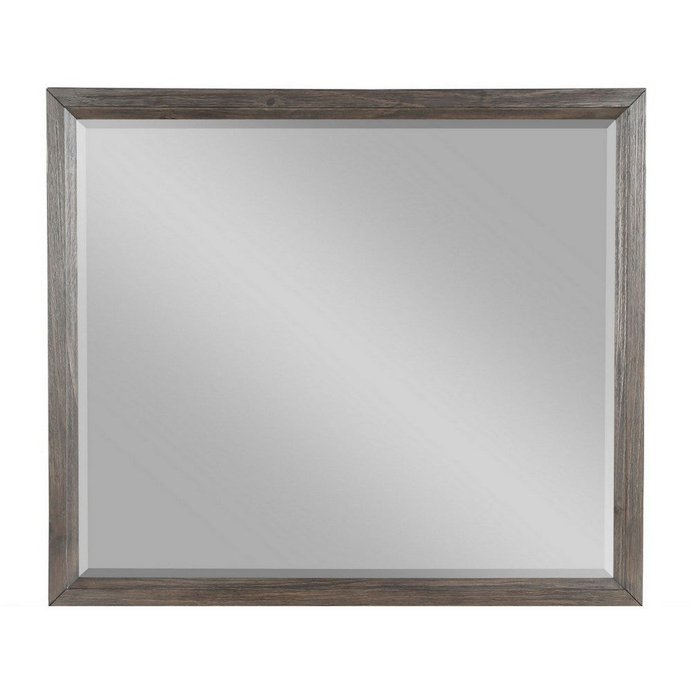 Wali 38 x 44 Dresser Mirror, Beveled, Rectangular Tempered Glass, Gray By Casagear Home