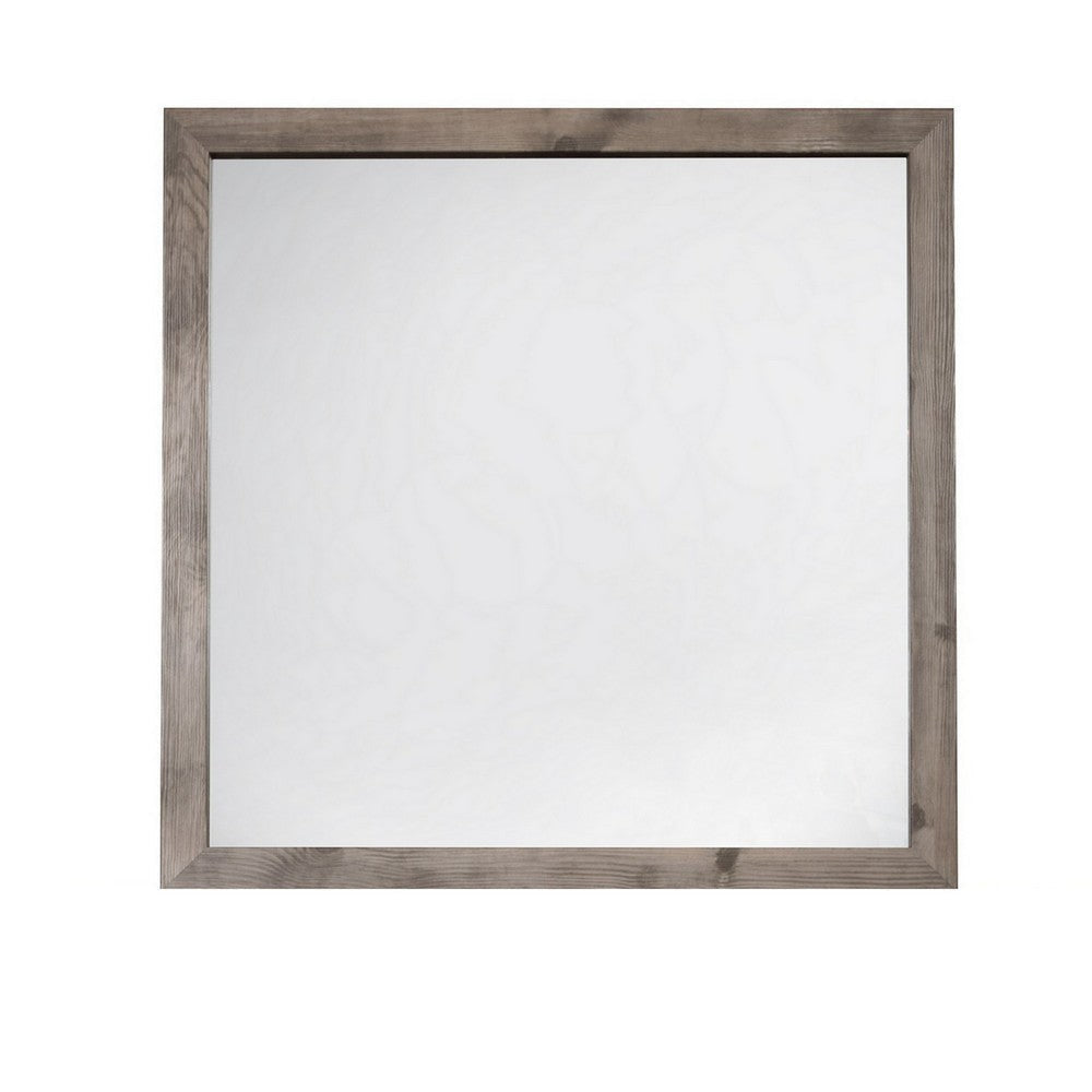 Ent 40 x 40 Dresser Mirror Tempered Glass Rectangular Frame Greige By Casagear Home BM316150