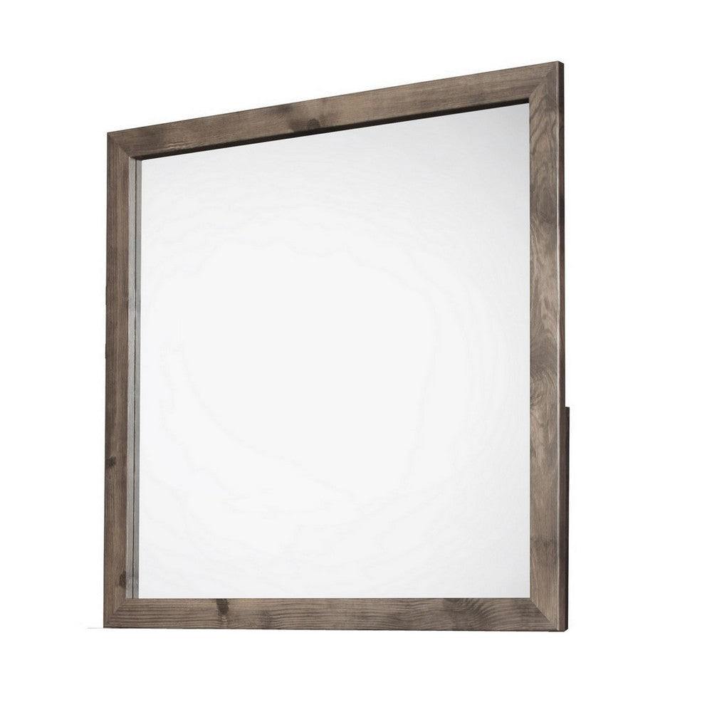 Ent 40 x 40 Dresser Mirror Tempered Glass Rectangular Frame Greige By Casagear Home BM316150