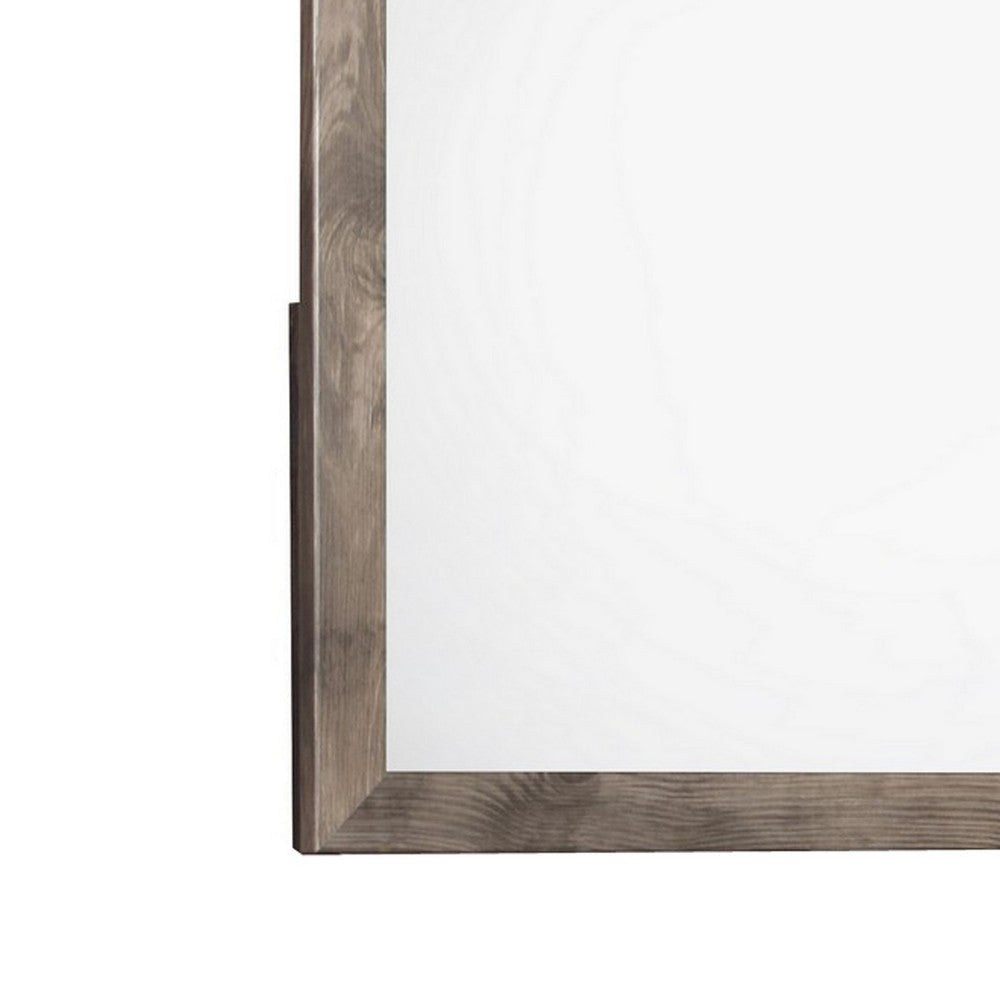 Ent 40 x 40 Dresser Mirror Tempered Glass Rectangular Frame Greige By Casagear Home BM316150