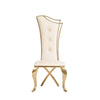 22 Inch Dining Chair Set of 2 Classical Beige Tufted Velvet Gold Steel By Casagear Home BM316151