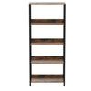 57 Inch Bookshelf, 4 Open Shelves, Black Steel Frame, Brown Wood Finish By Casagear Home