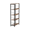 57 Inch Bookshelf 4 Open Shelves Black Steel Frame Brown Wood Finish By Casagear Home BM316211