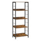 57 Inch Bookshelf 4 Open Shelves Black Steel Frame Brown Wood Finish By Casagear Home BM316211